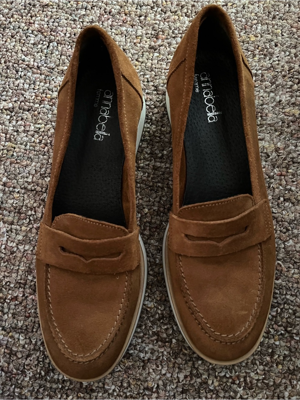 Annabella Tan Suede Slip-On Penny Loafers for Men